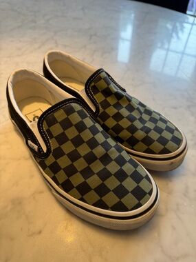 Vans Checkerboard Slip-Ons green & black